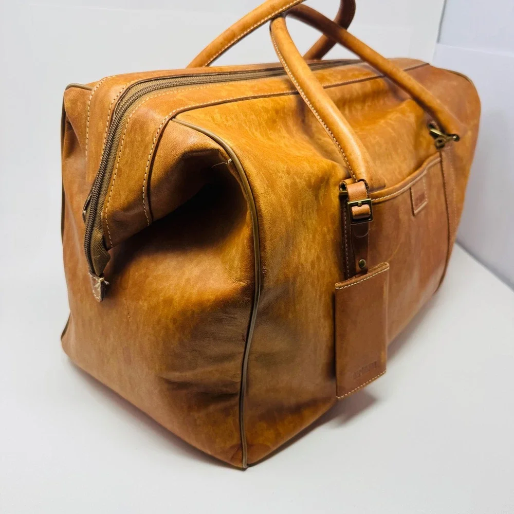 VTG Hartmann Heritage Tan Belting Leather Duffel Bag Weekender Luggage Carryon